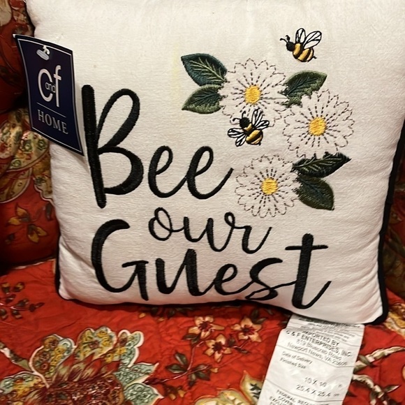 black-and-white BR guest design is a 10 x 10” indoor outdoor pillow - Picture 4 of 5